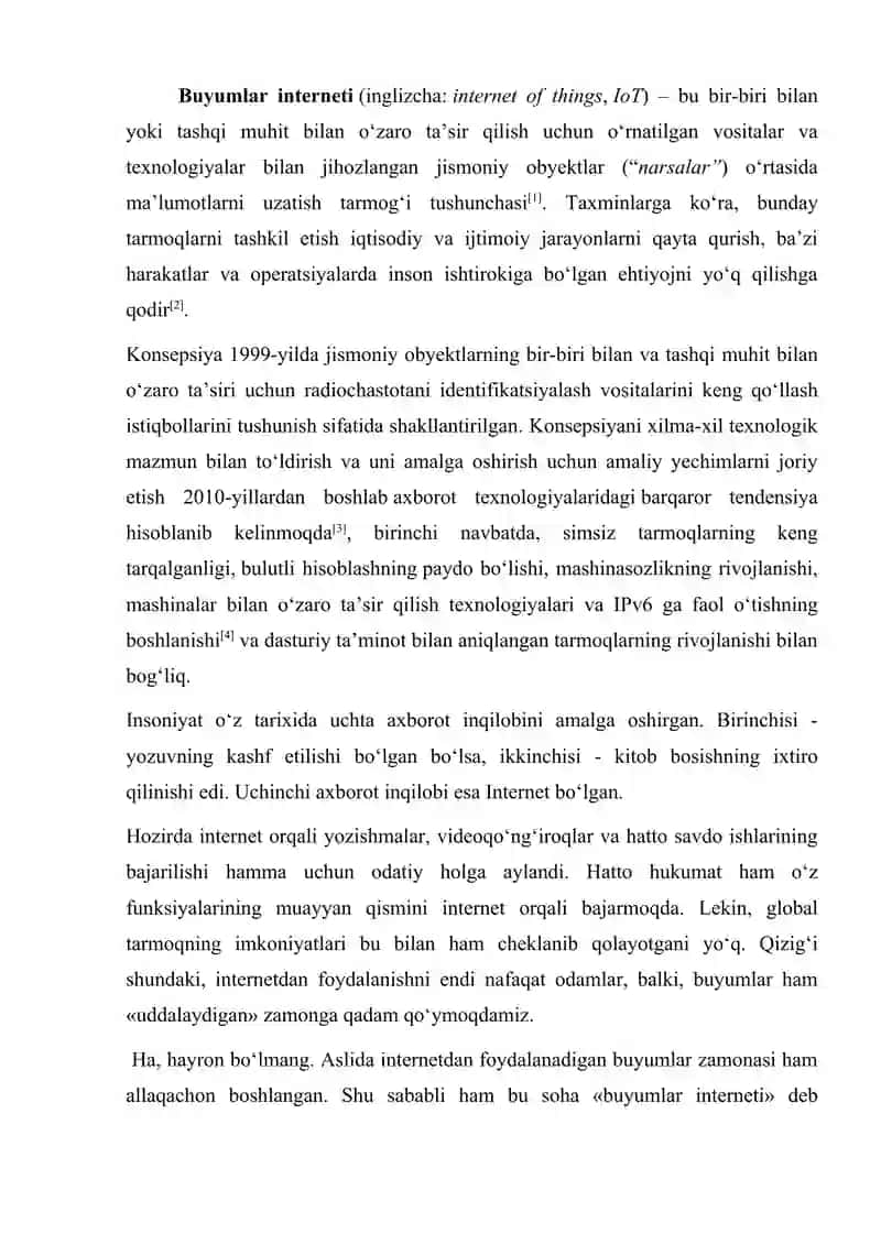 Buyumlar interneti va uning rivojlanish istiqbollari 2