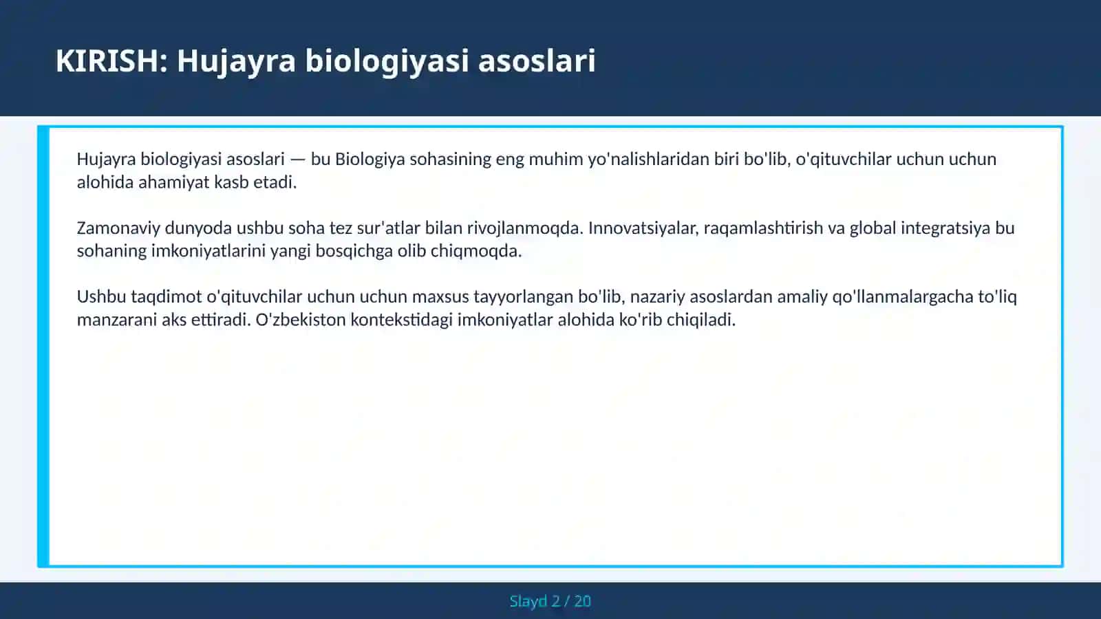 HUJAYRA BIOLOGIYASI ASOSLARI 2