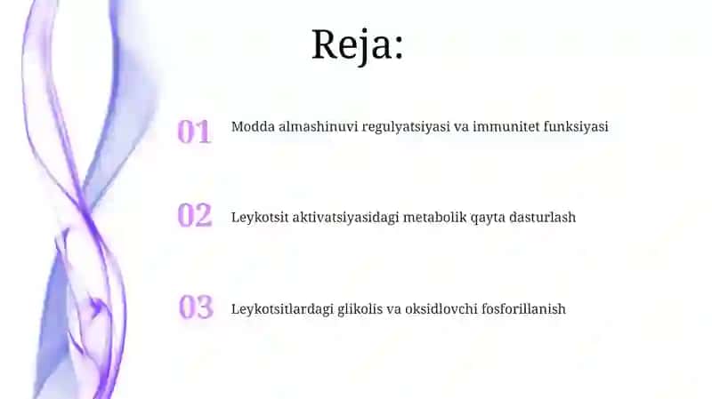 Leykotsitlar metabalizmi xususiyatlari 2