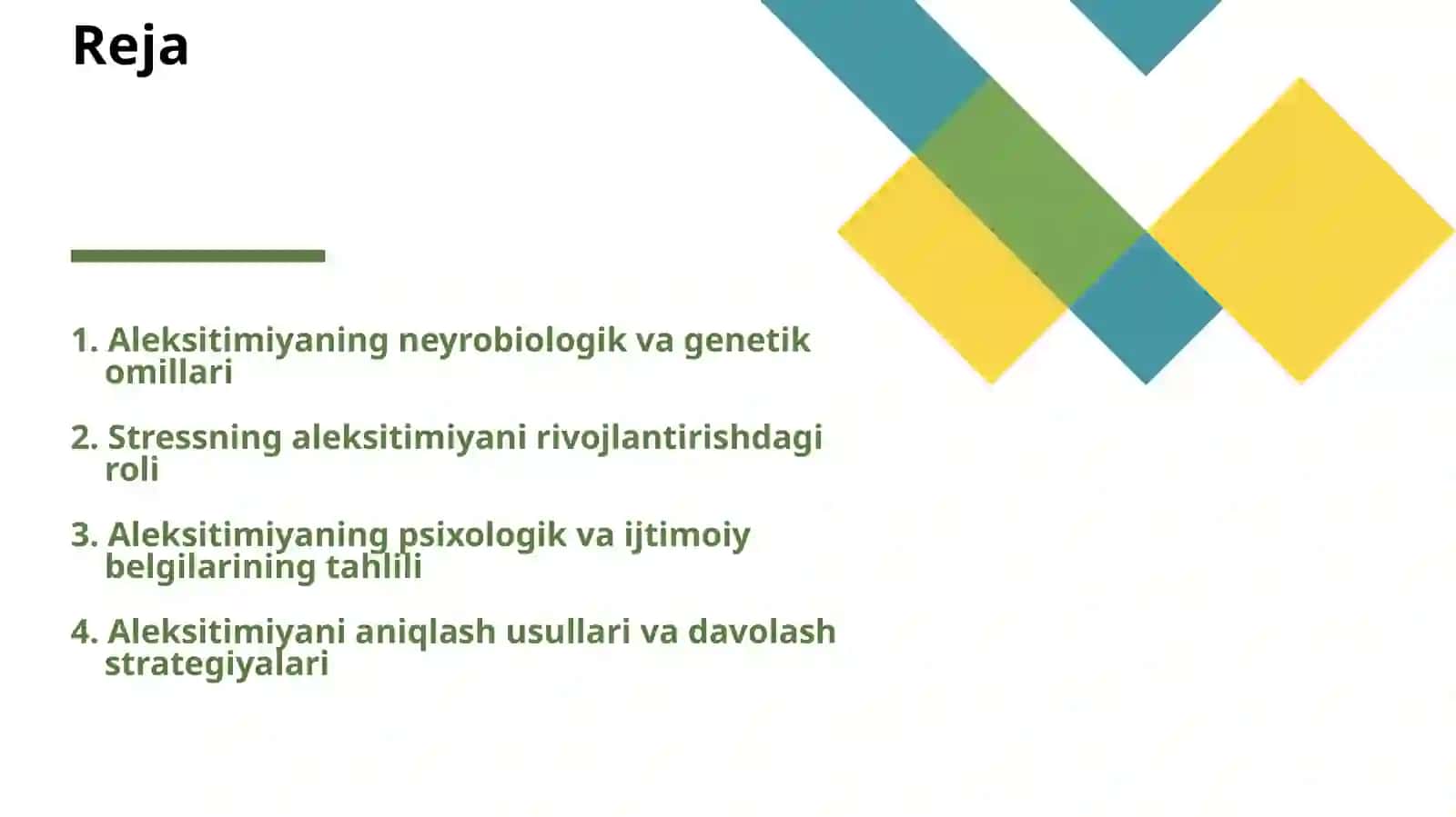 ALEKSITIMIYA SABABLARI, BELGILARI 2