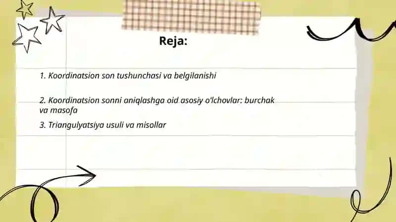 Koordinatsion sonni aniqlash usullari 2