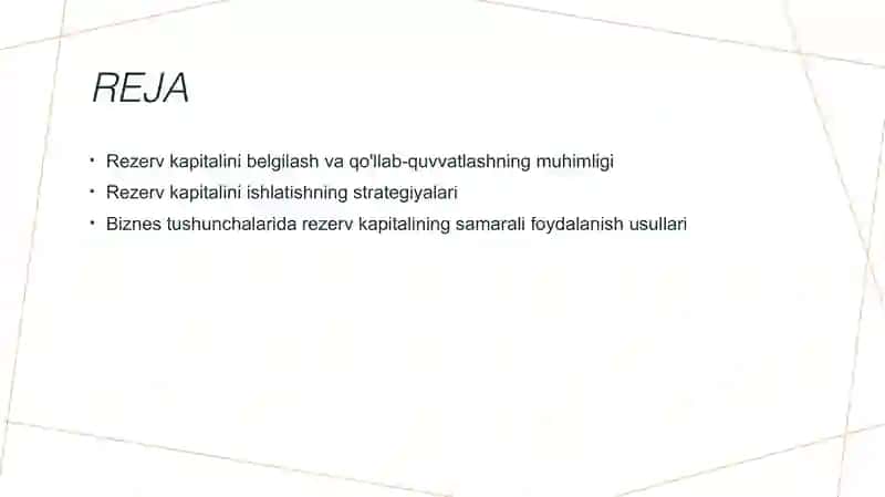 Rezerv kapitalini shakllantirish va ishlatishni hisobga olish 2