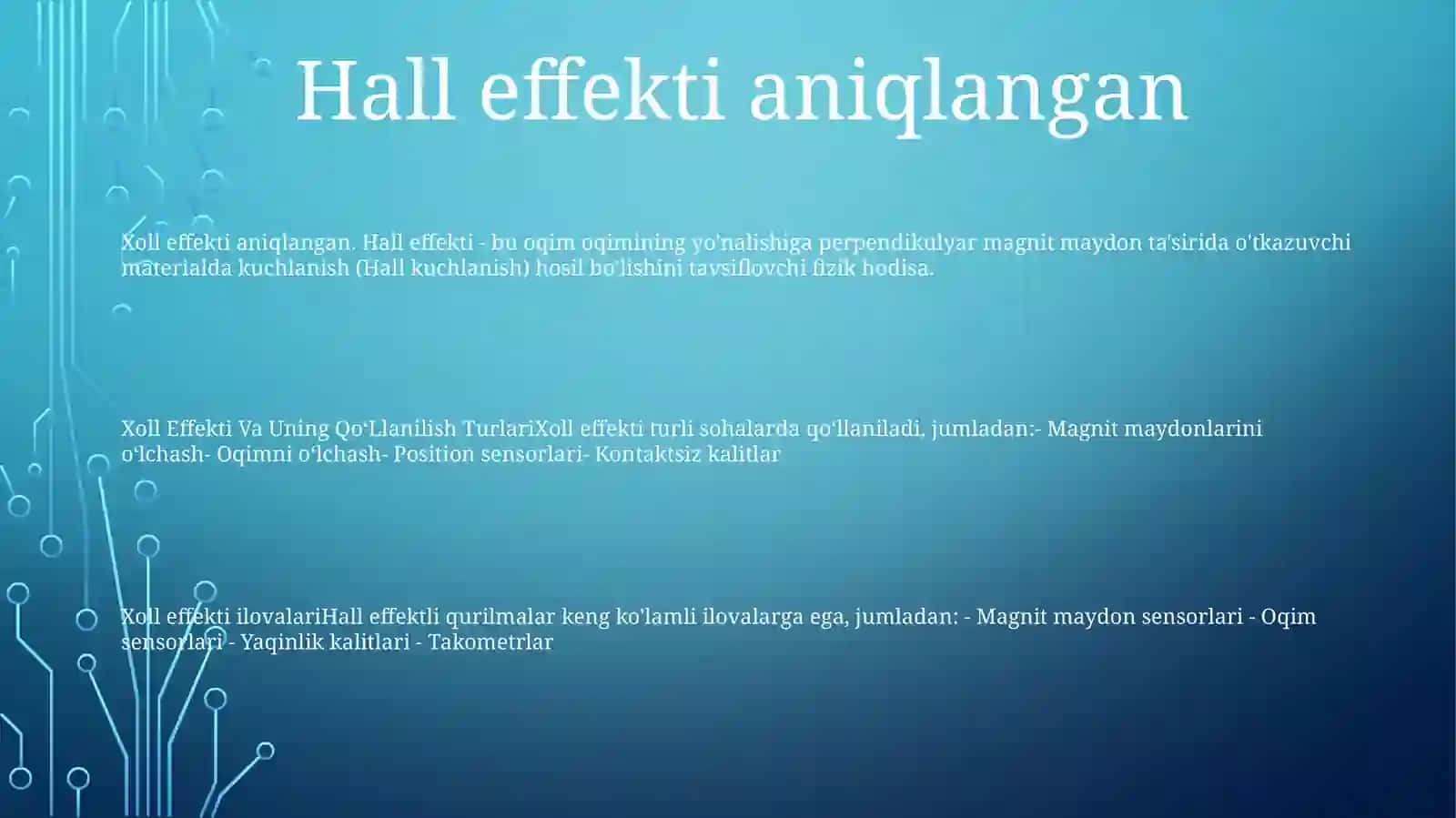 Xoll Effekti Va UningQoʻLlanilishTurlari 2