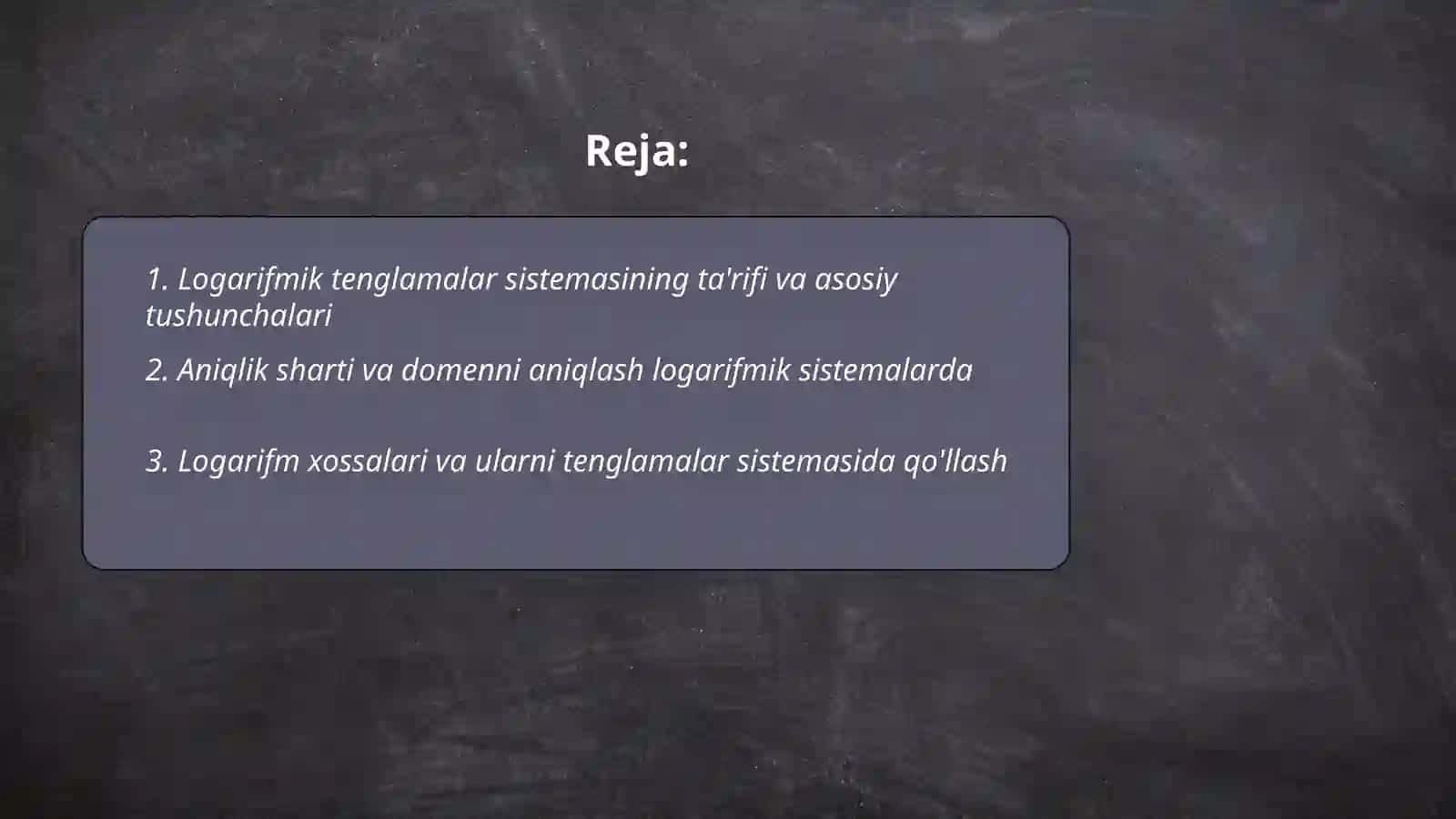 Logorafik tenglamalar sistemasi 2