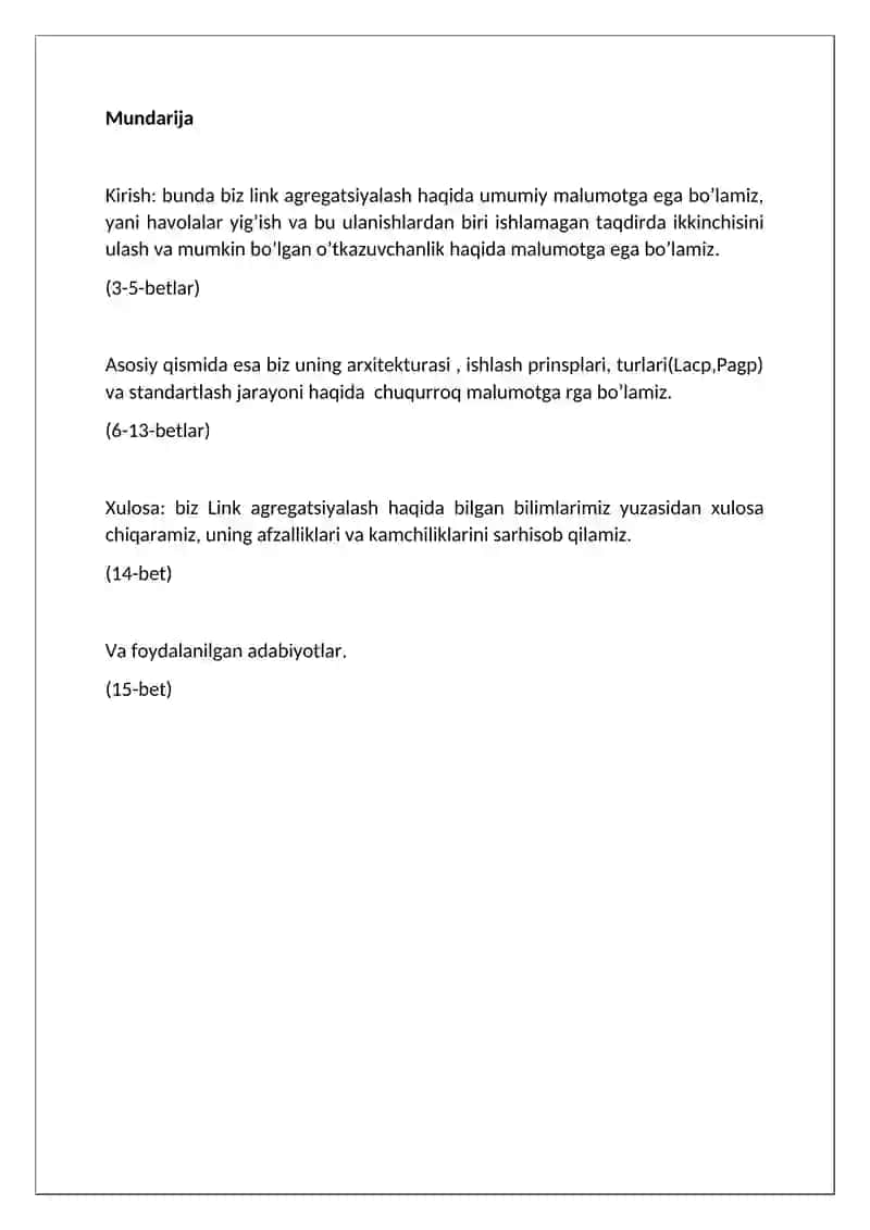 Link agregatsiyalash haqida malumot 2