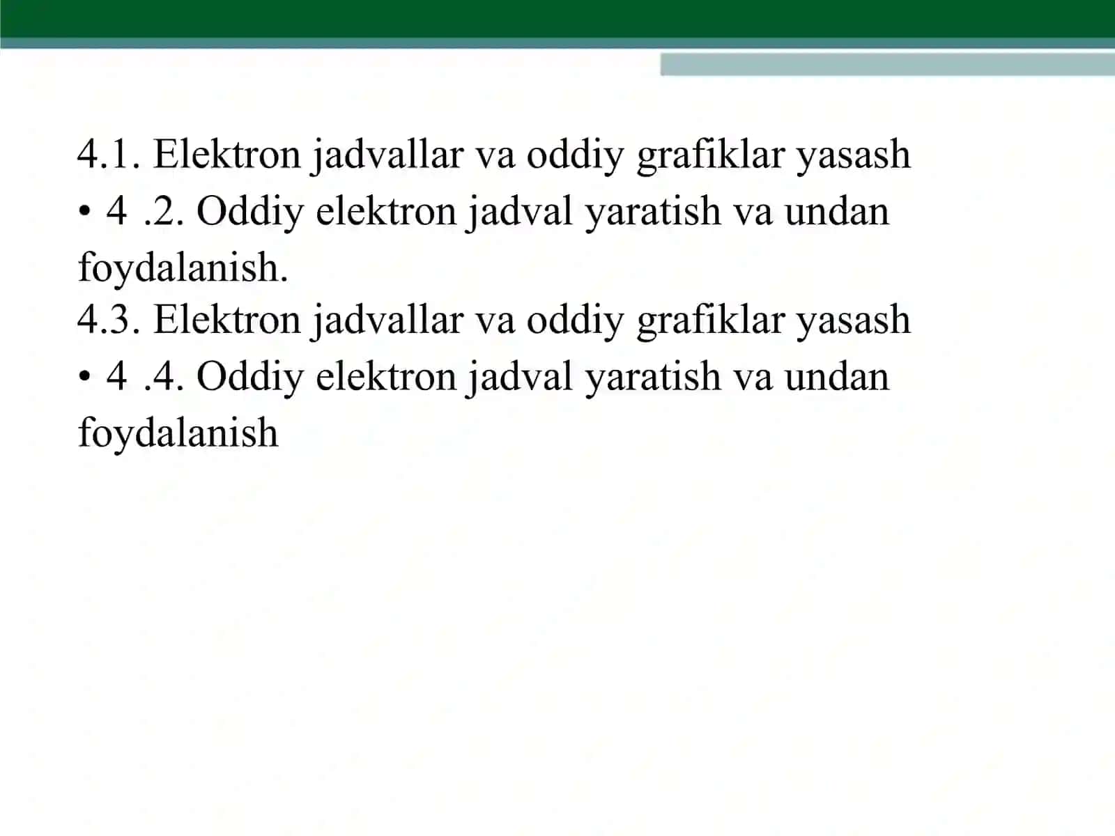 Elektron jadvallardan foydalanish texnologiyasi 2