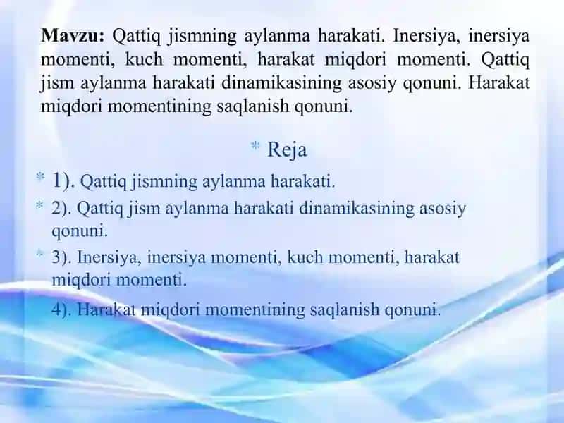 Qattiq jismning aylanma harakati 2