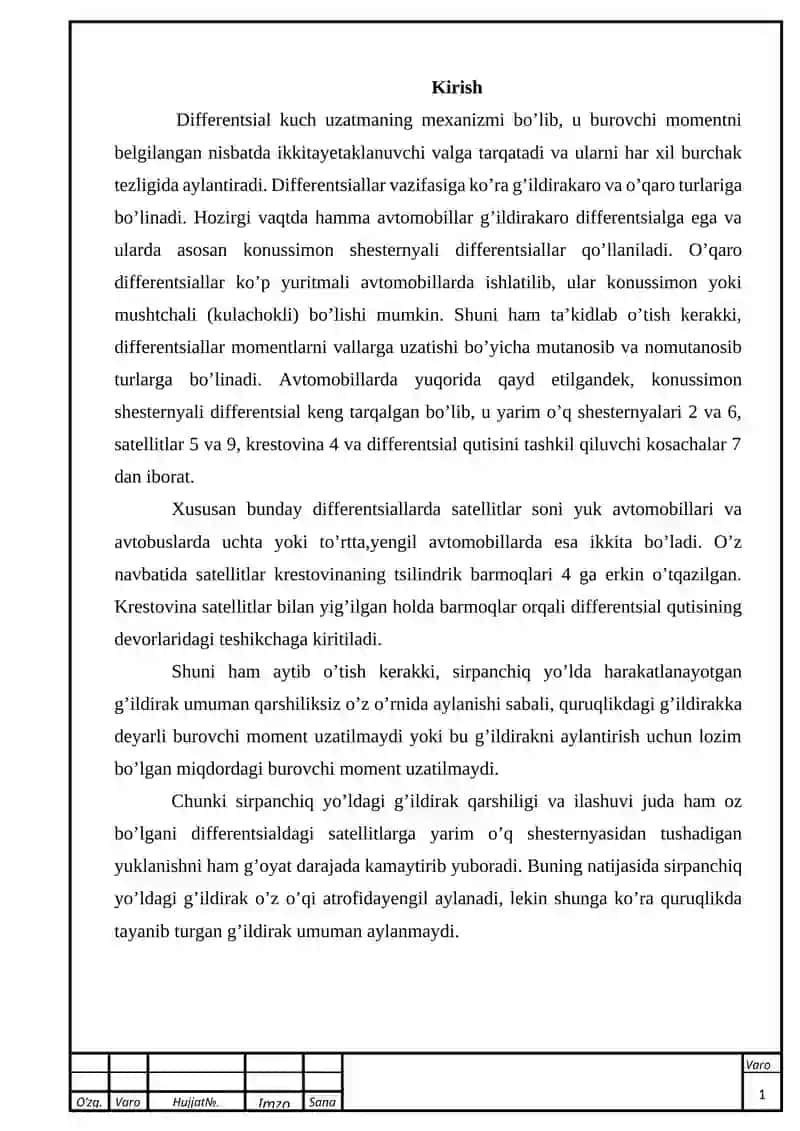 Zamonaviy avtomobillarda differensiallariga texnik xizmat ko'rsatish 2
