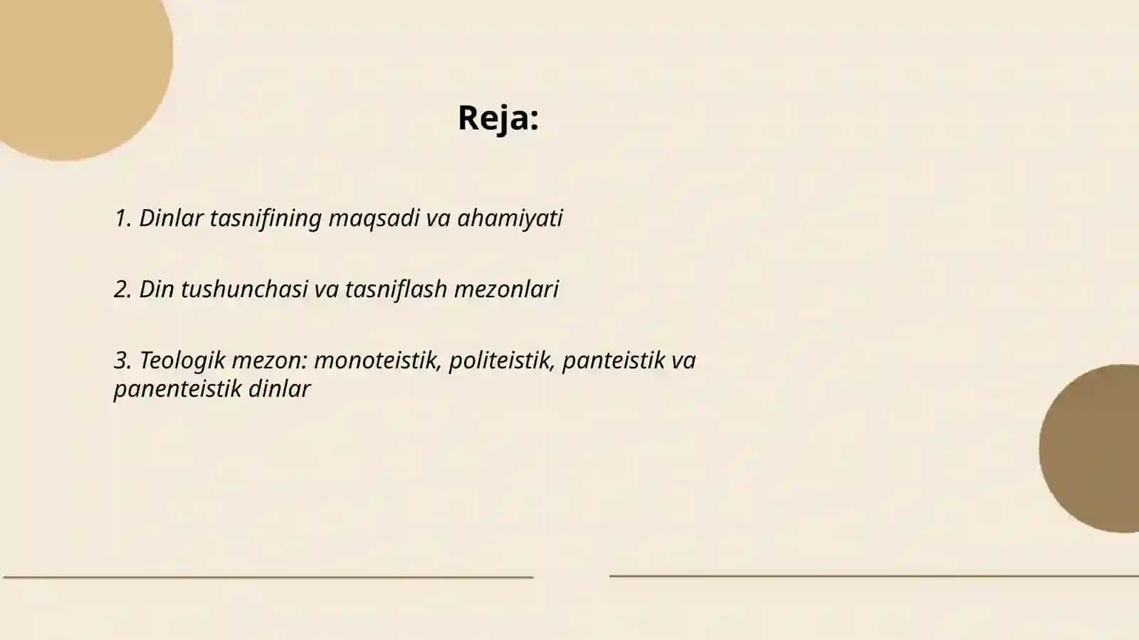 Dinlar tasnifi to'g'risida slayd 2