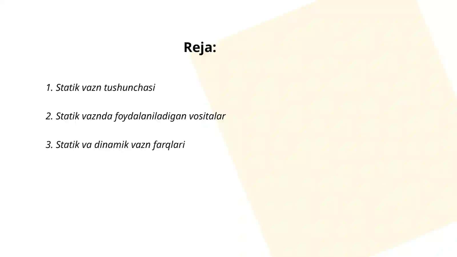 Statik vazn. Entropiya tushunchasi 2