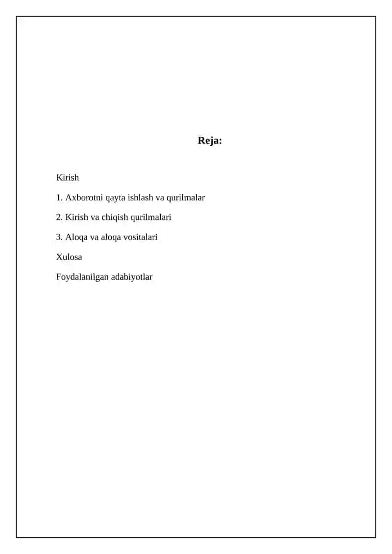 Axborotni qayta ishlash va qurilmalar 2
