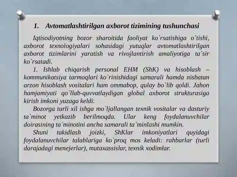 Avtomatlashtirilgan axborot tizimi 2