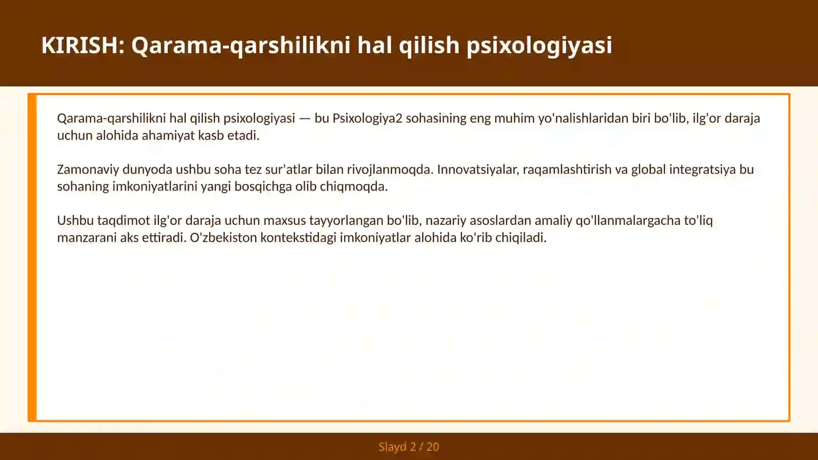 Qarama-qarshilikni hal qilish psixologiyasi 2