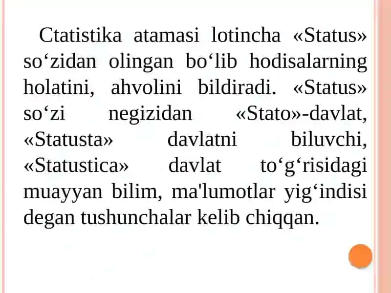 Statistikafanining predmeti va uslubi 2