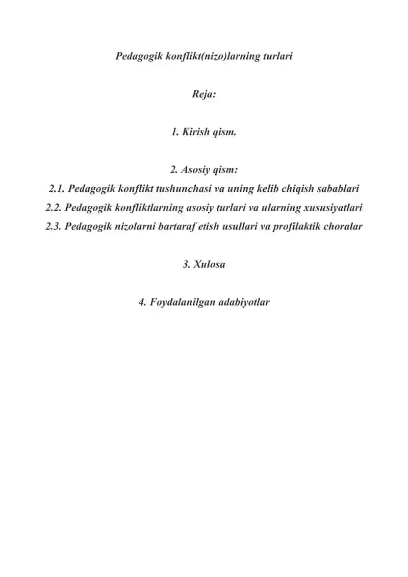 Pedagogik konflikt(nizo)larning turlari 2