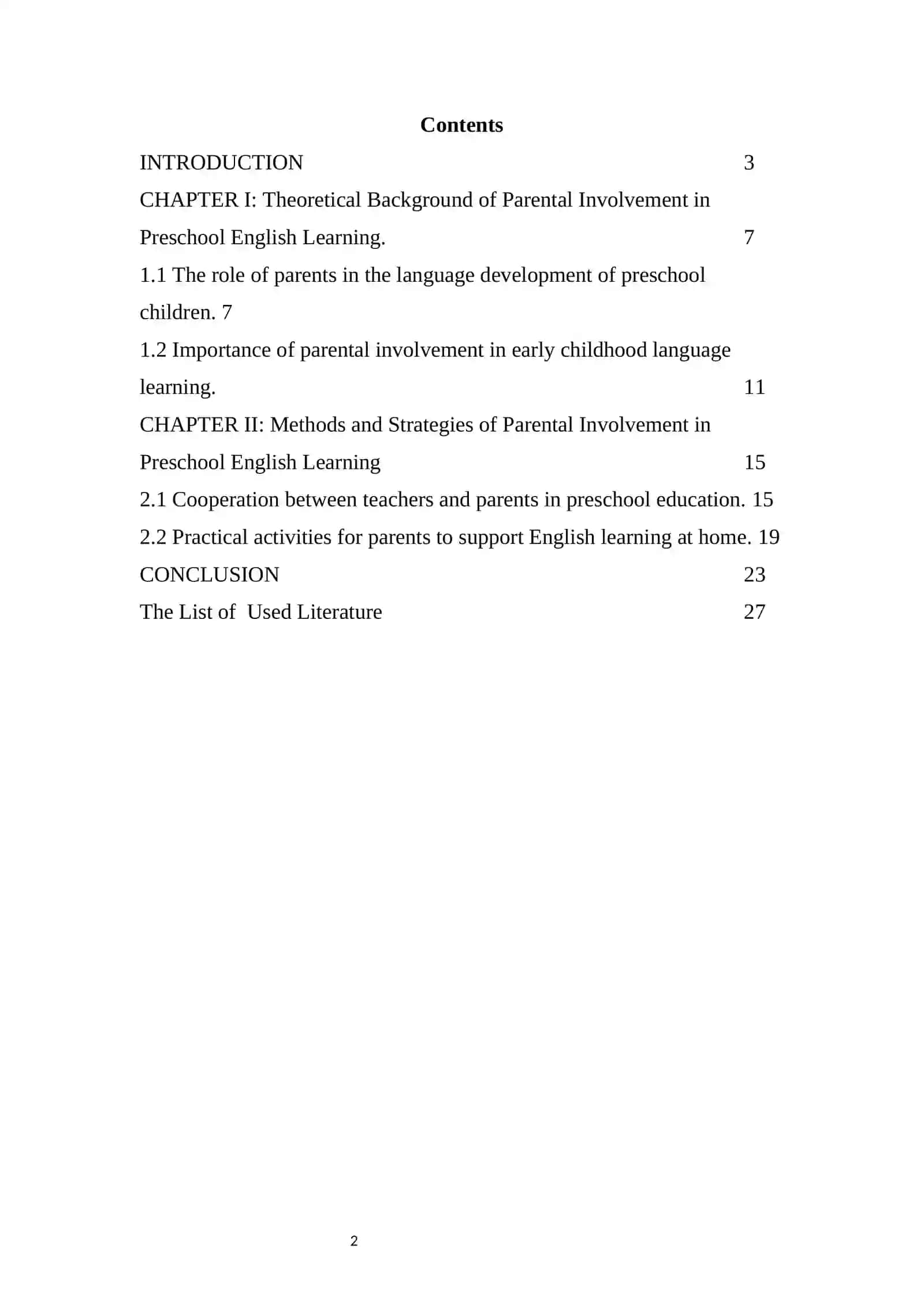 Parental Involvement in Preschool English Learning 2