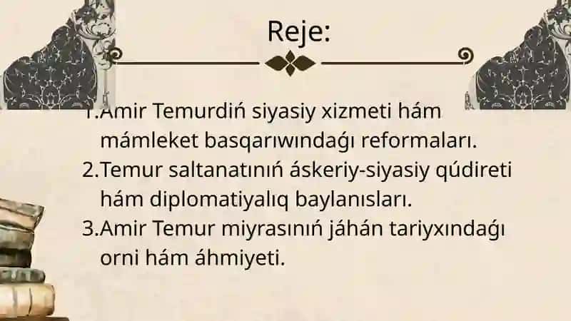 Ámir Temur ullı mámleket gayratkeri. 2