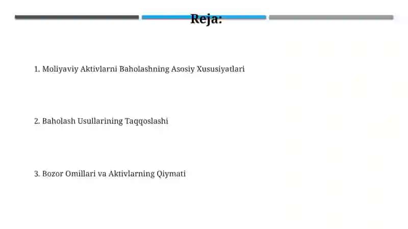Moliyaviy Aktivlarni Baholash xususiyatlari 2