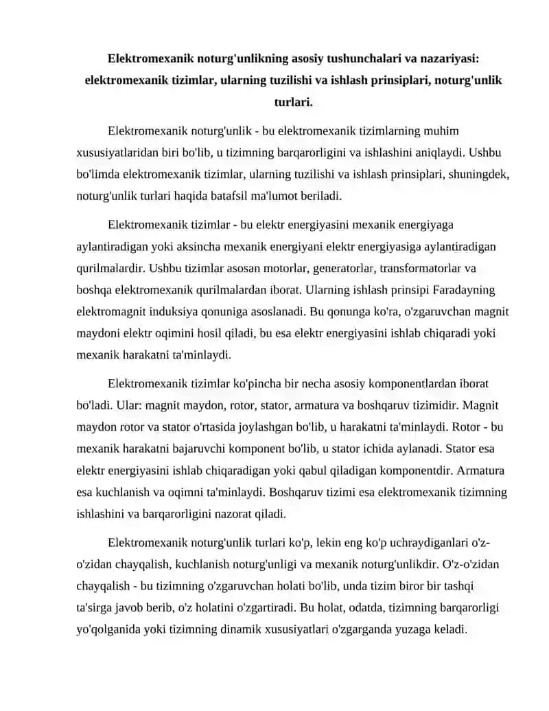 Elektromexanik noturg'unlik 2