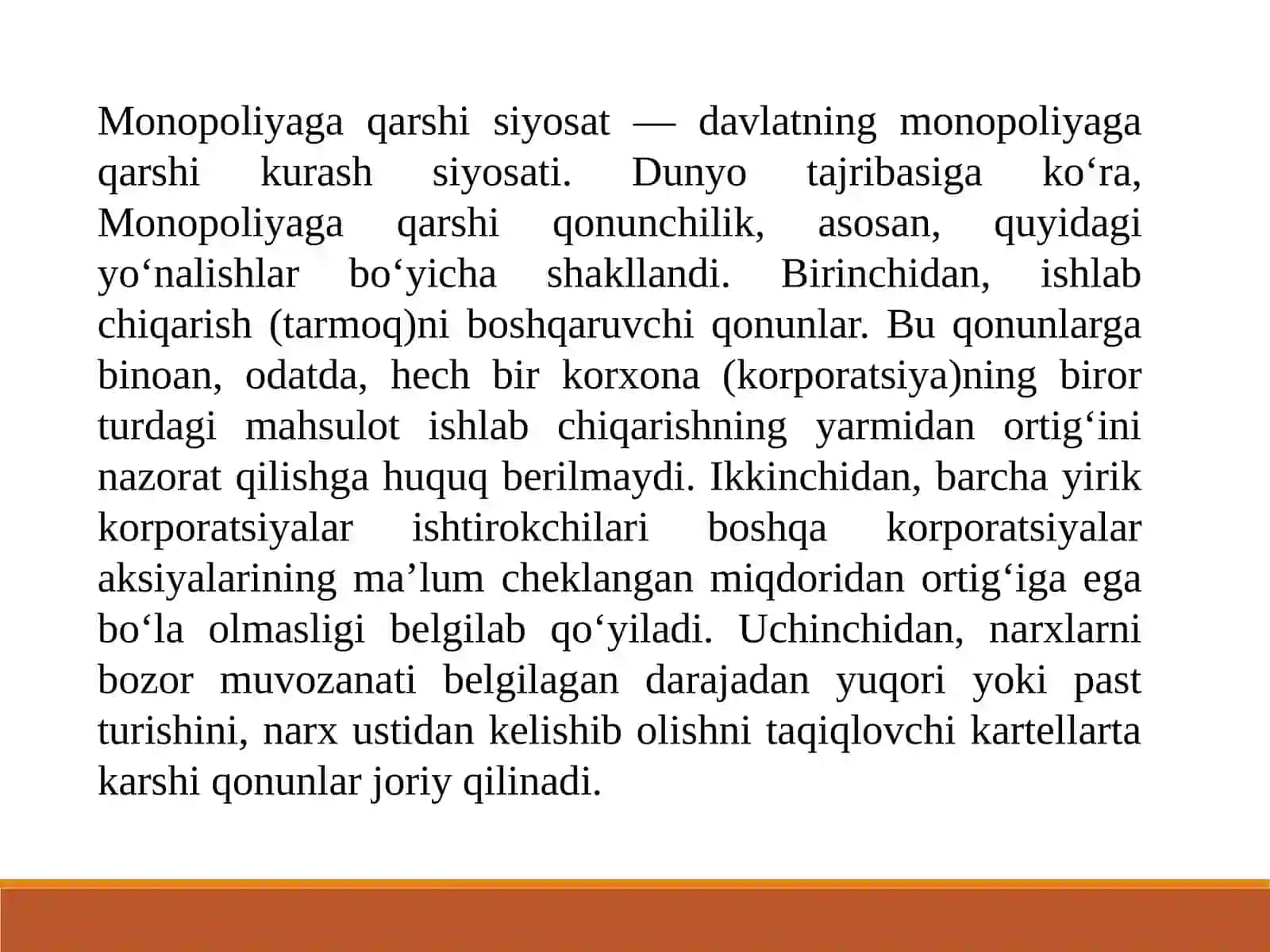 Monopoliyaga qarshi siyosat 2