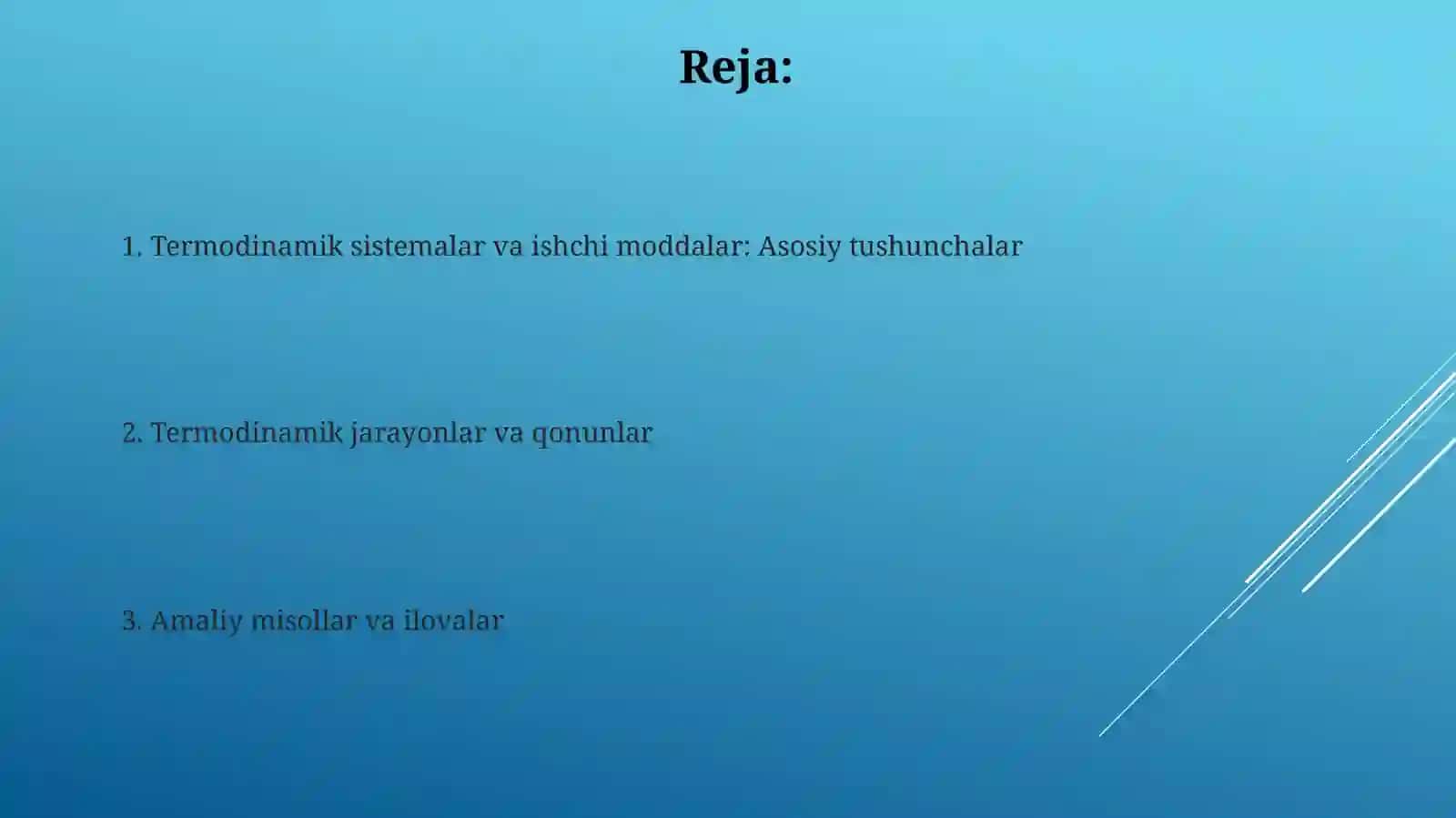 Termodinamik jisim va ishchi jism tushunchasi 2