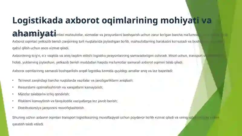 Transport logistikasining axborot ta'minoti 2