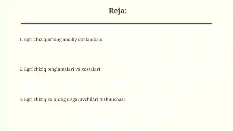 Egri chizig‘i va uning o'zgaruvchilari 2