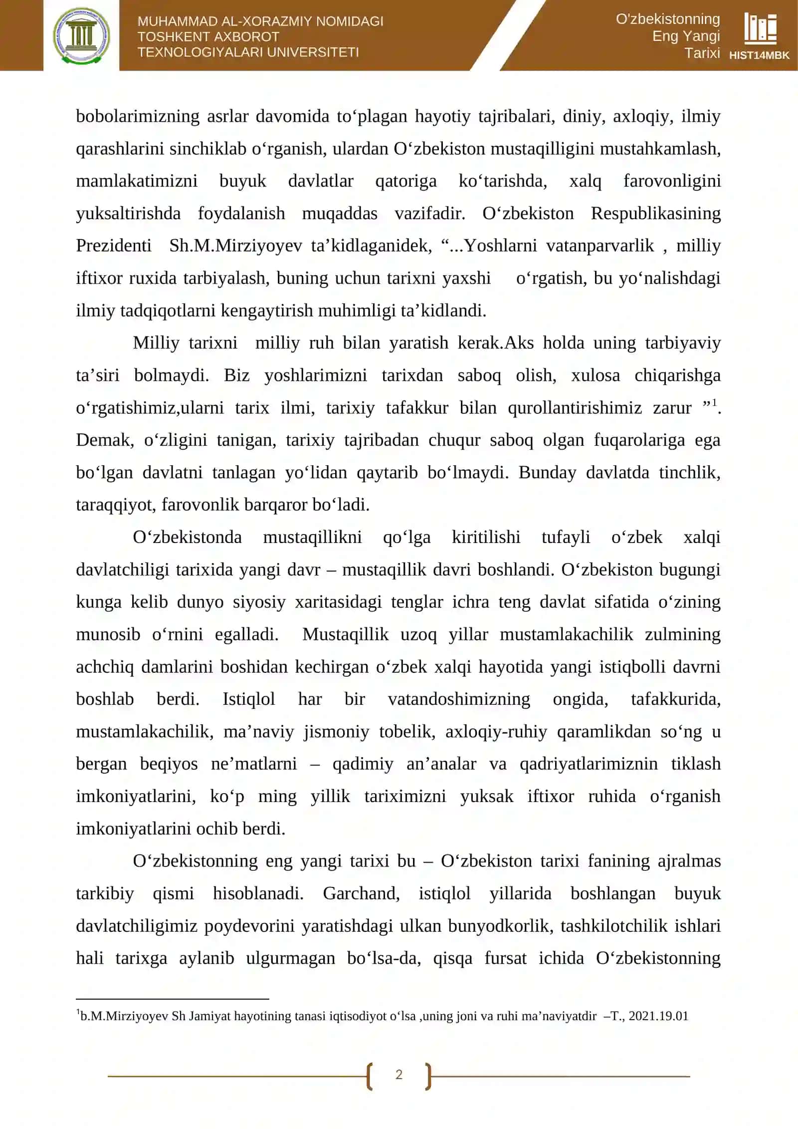 O'zbekistonning Eng Yangi Tarixi 2