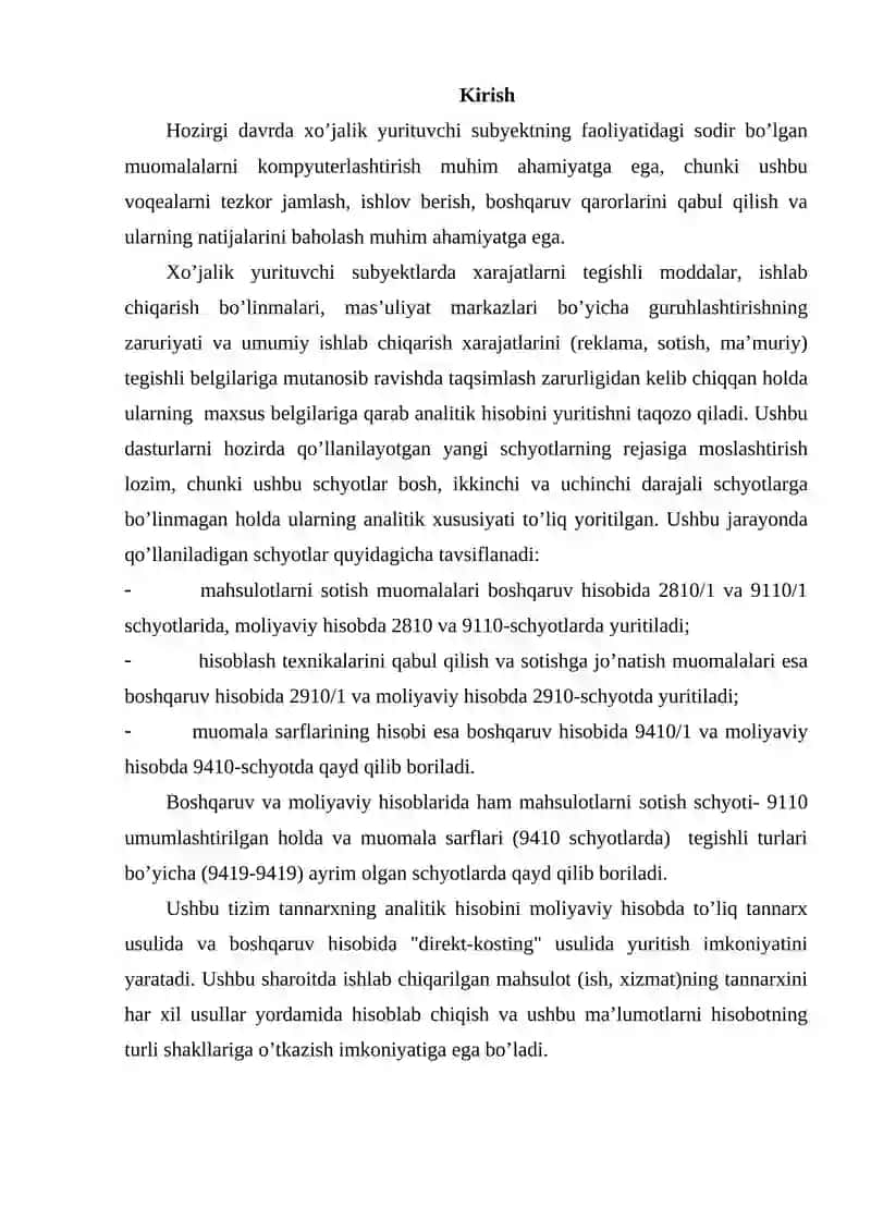 Mahsulotlarni Kalkulyatsiya Qilish 2
