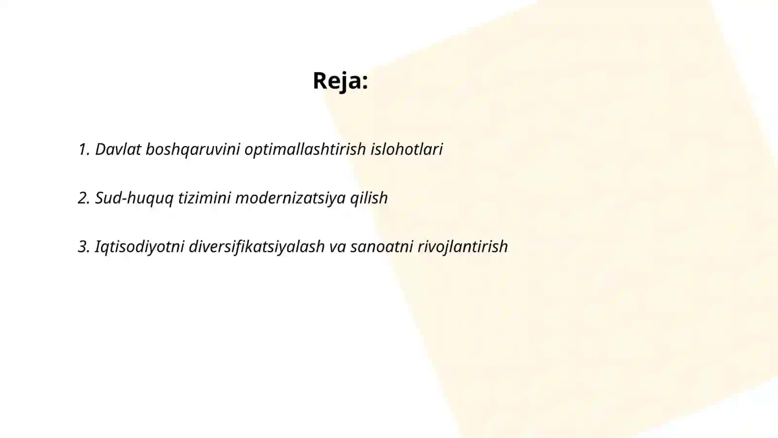 Davlat boshqaruvini optimallashtirish islohotlari 2