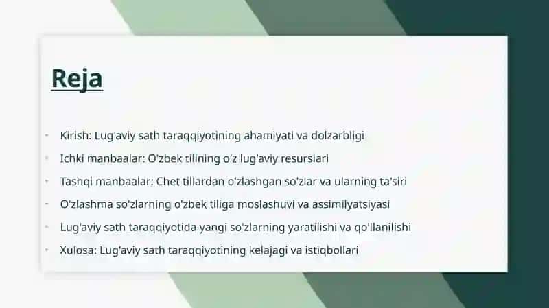 Lug’aviy sath taraqqiyotining manbaalari 2