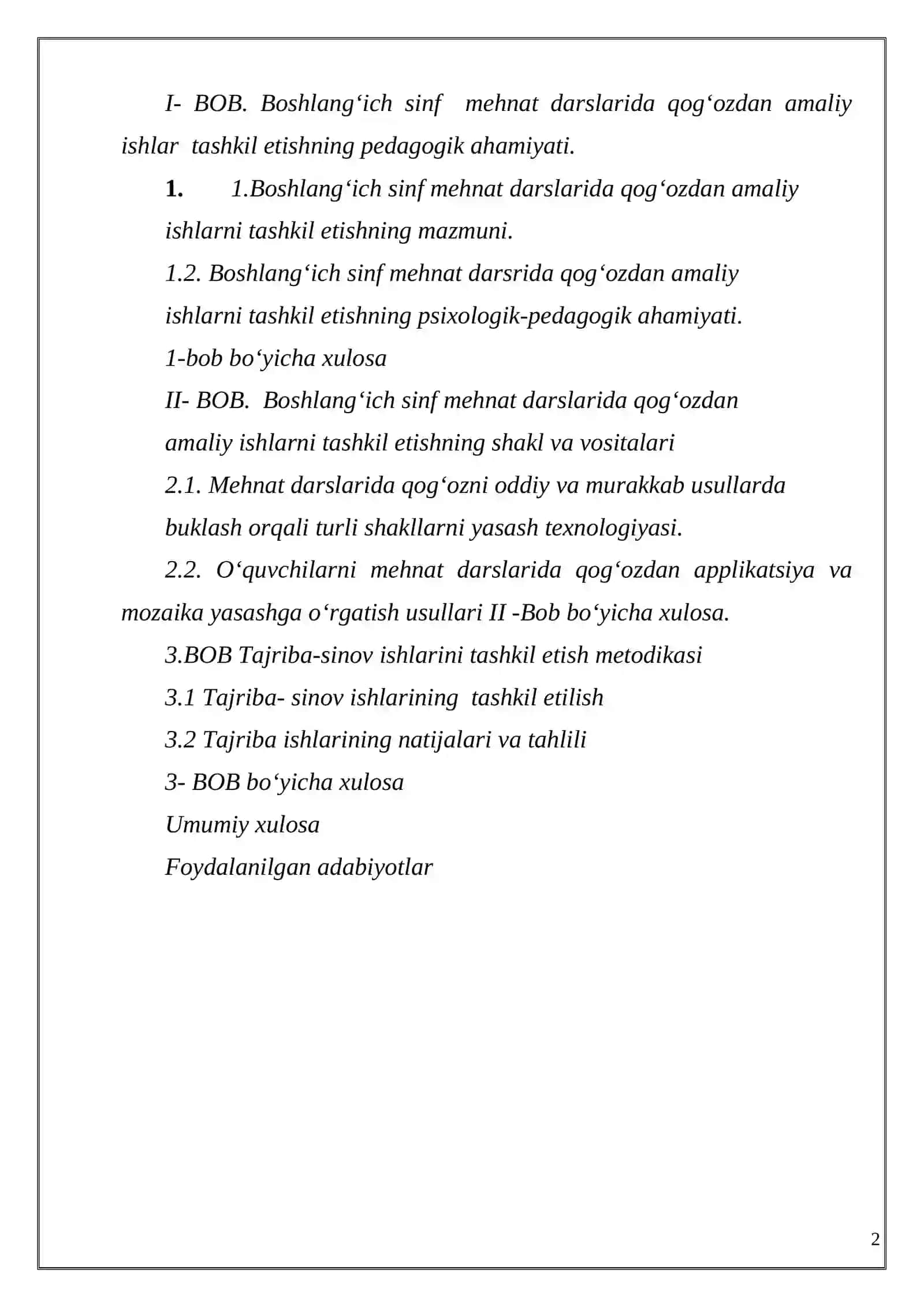 Boshlang‘ich sinf mehnat darslarida qog‘ozdan amaliy ishlar 2