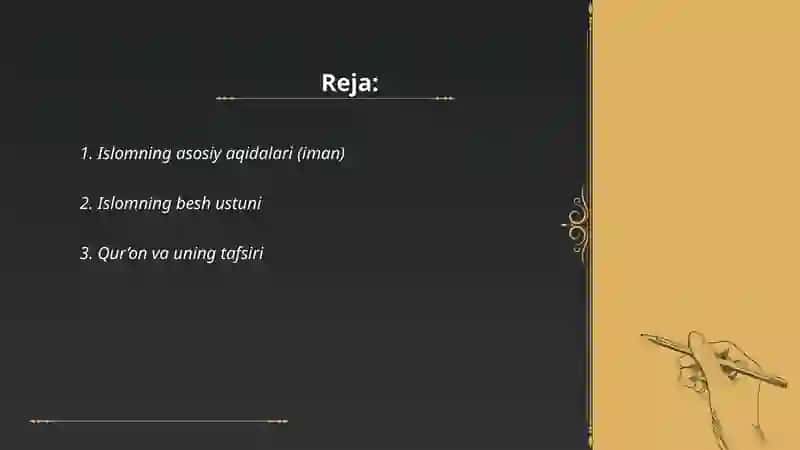 Islomning asosiy aqidalari (iman) 2