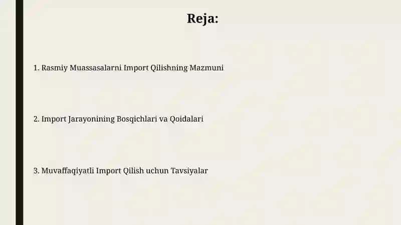 Rasmiy institutlarni import qilish 2