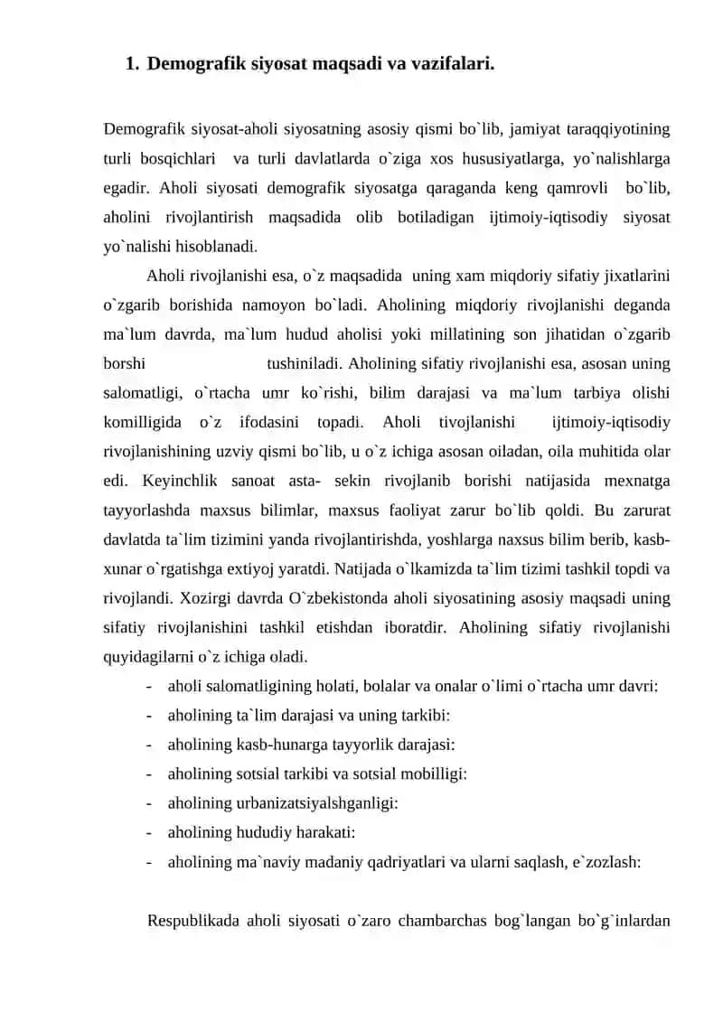 Davlatning Demografik siyosat 2