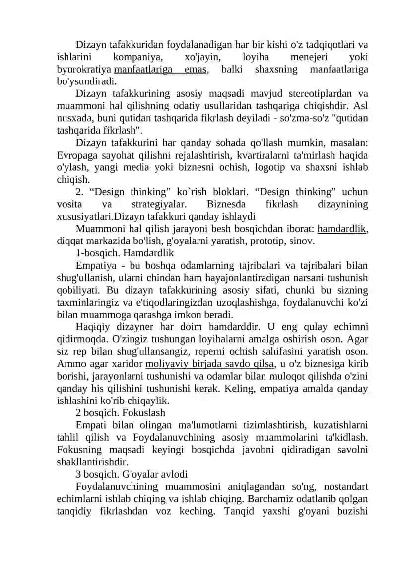 Fikrlash dizayni (“Design thinking”) 2