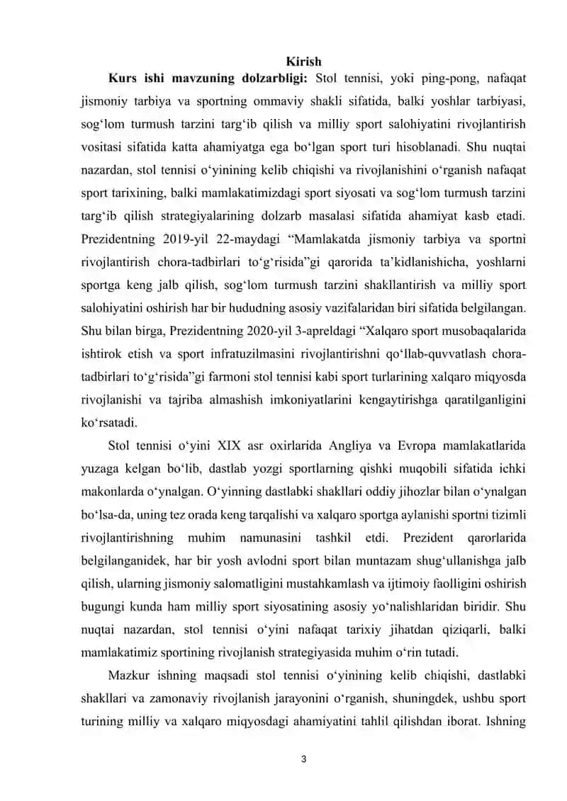 Stol tennisi oʻyinining rivojlanishi 2