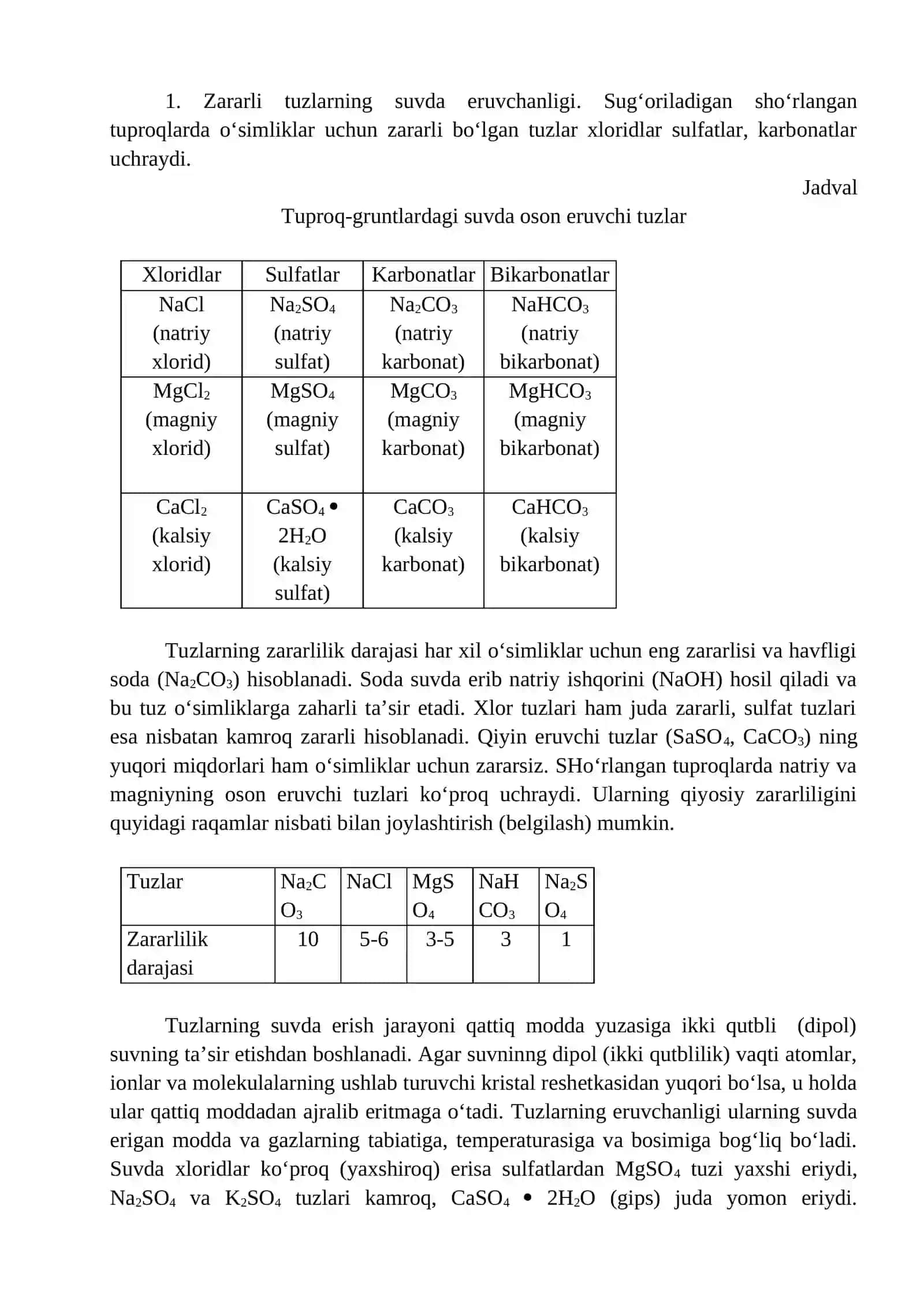 Tuzlarning eruvchanligi 2