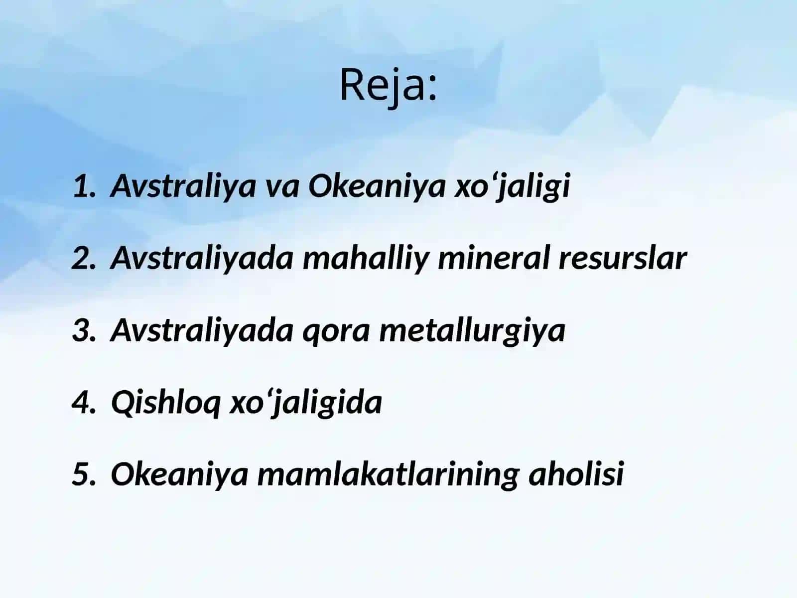 Avstraliya va Okeaniya xo‘jaligi 2