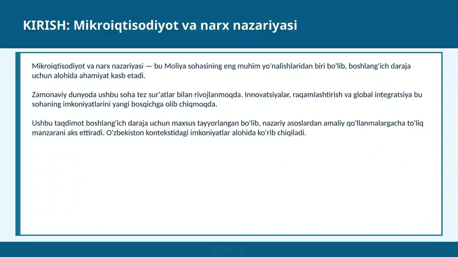 Mikroiqtisodiyot va narx nazariyasi 2