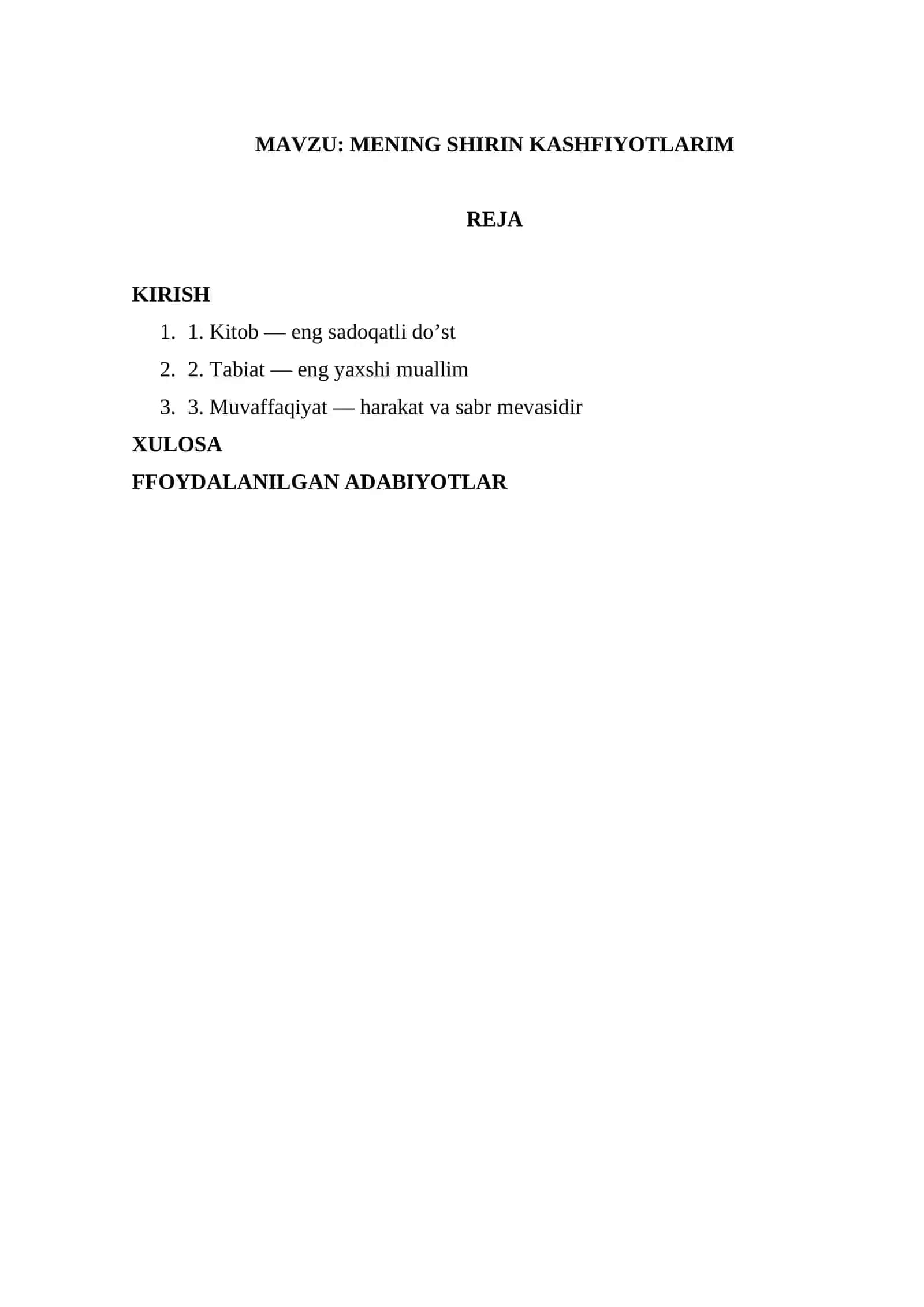MENING SHIRIN KASHFIYOTLARIM 2