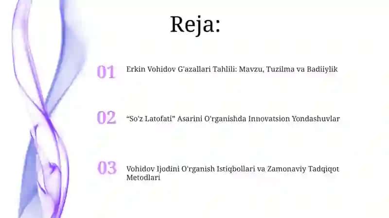 Erkin Vohidov G'azallari Tahlili 2