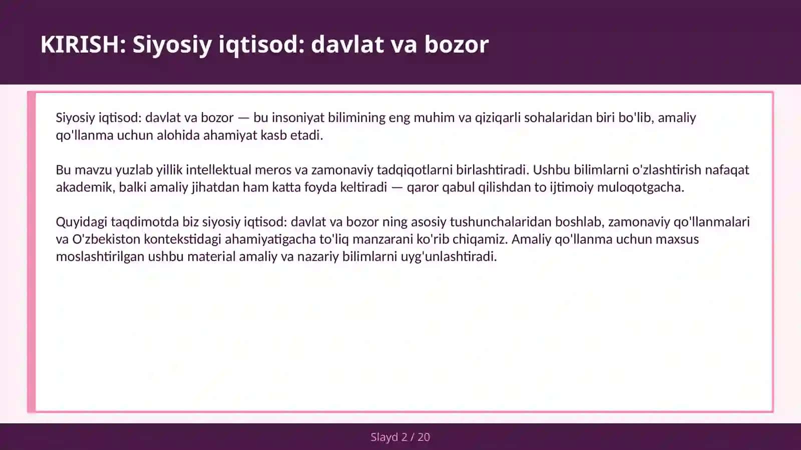 Siyosiy iqtisod: davlat va bozor 2