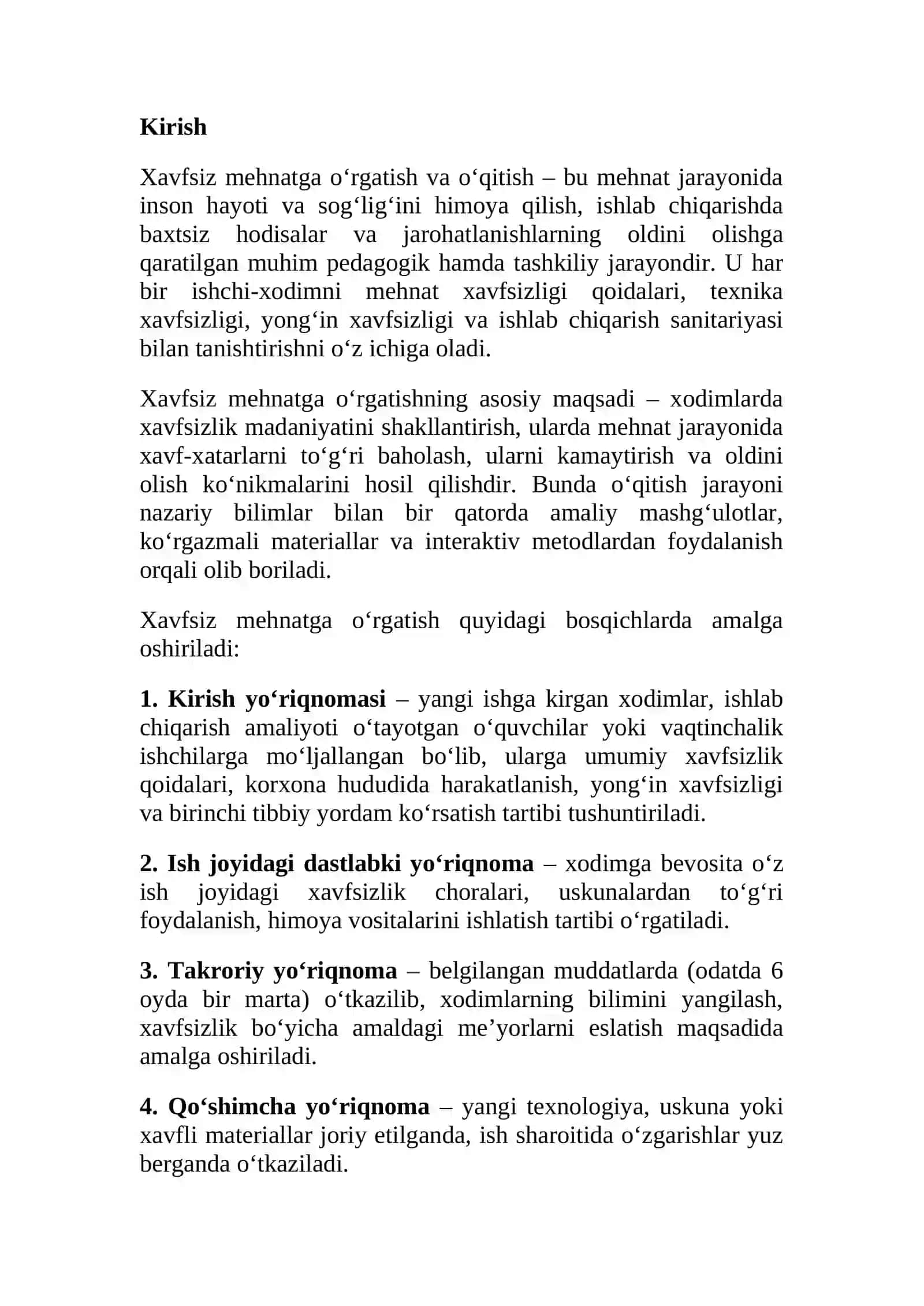 Xavfsiz mehnatga o’rgatish, o’qitish usullari 2