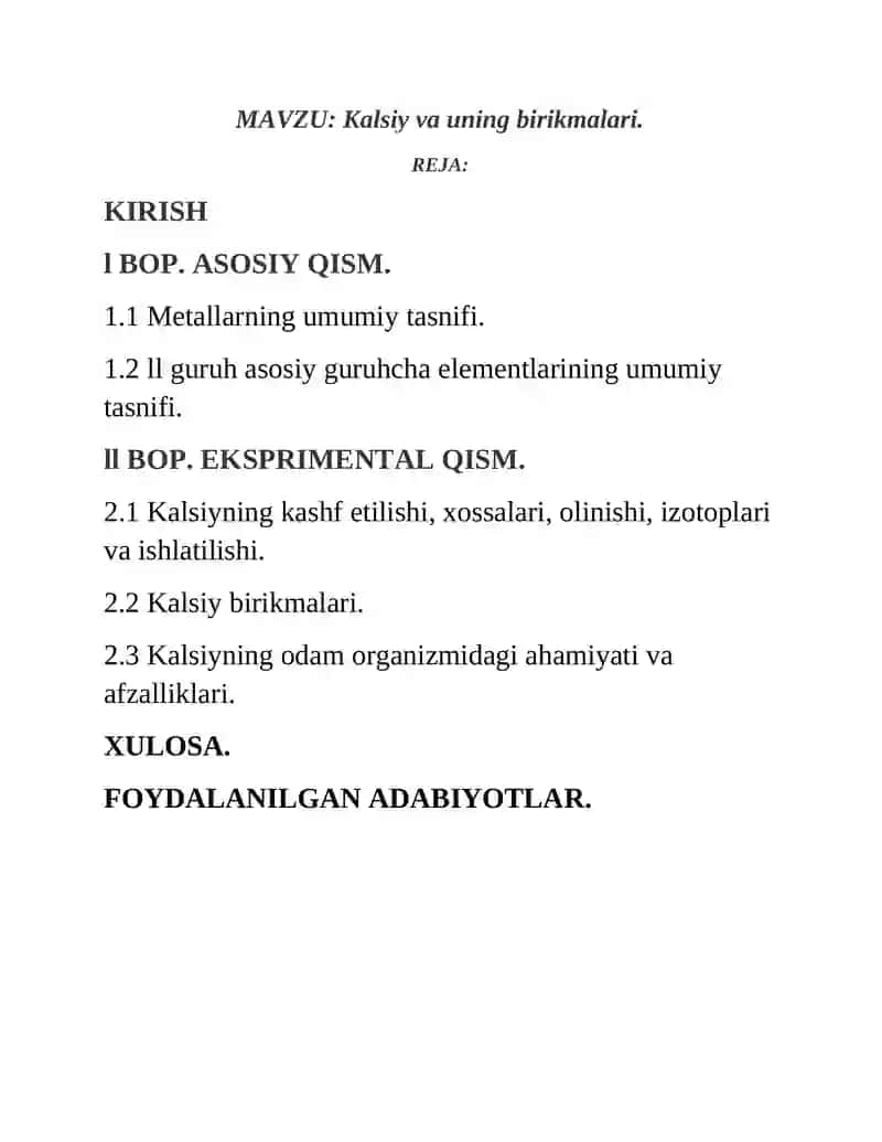 Kalsiy va uning birikmalari 2