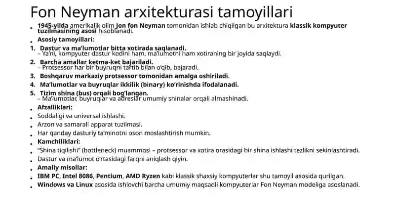 Fon Neyman arxitekturasi tamoyillari 2