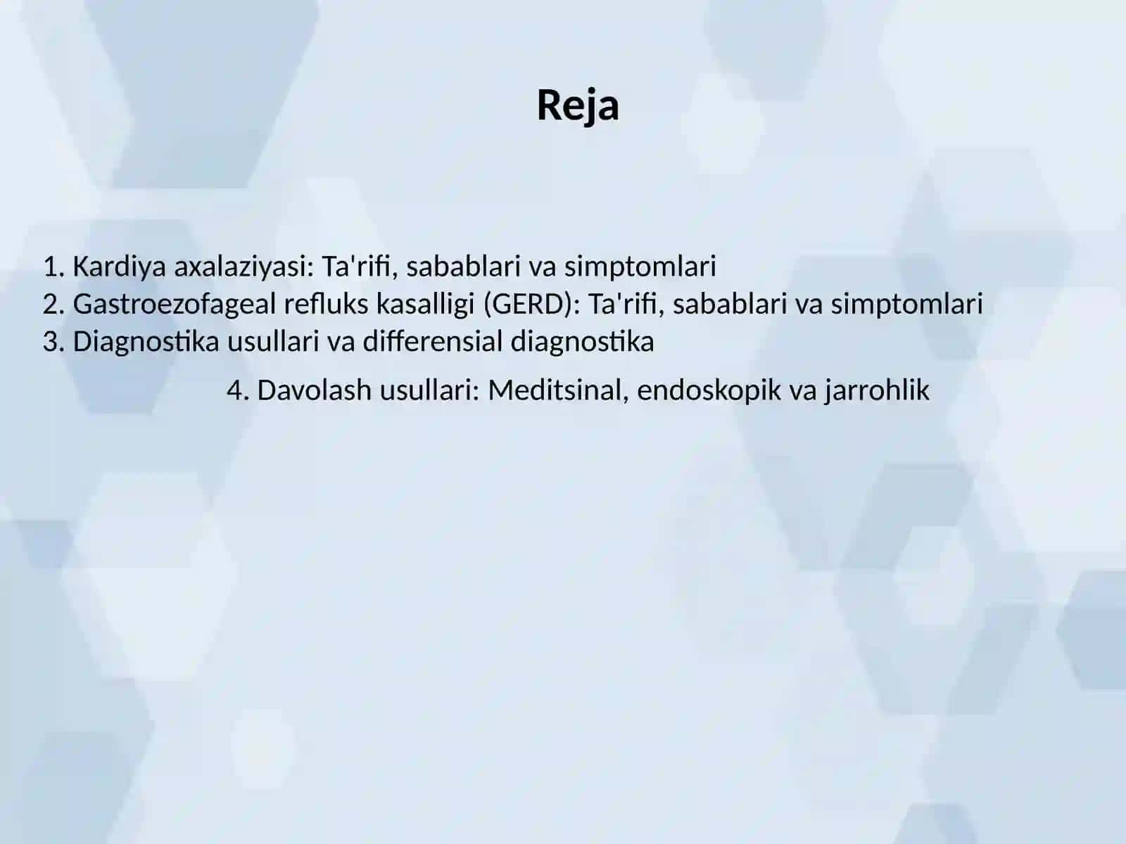 Kardiya axalaziyasi. Gastroezofageal refluks kasalligi 2