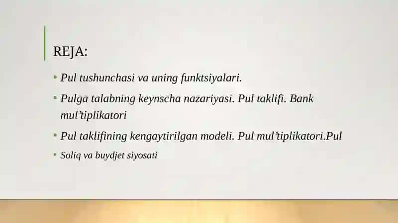 PUL BOZORIDA MUVOZANAT.BMPUL KREDIT SIYOSATI 2