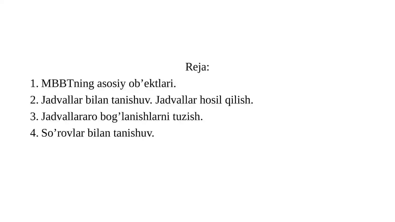 MBBTning asosiy ob’ektlari 2