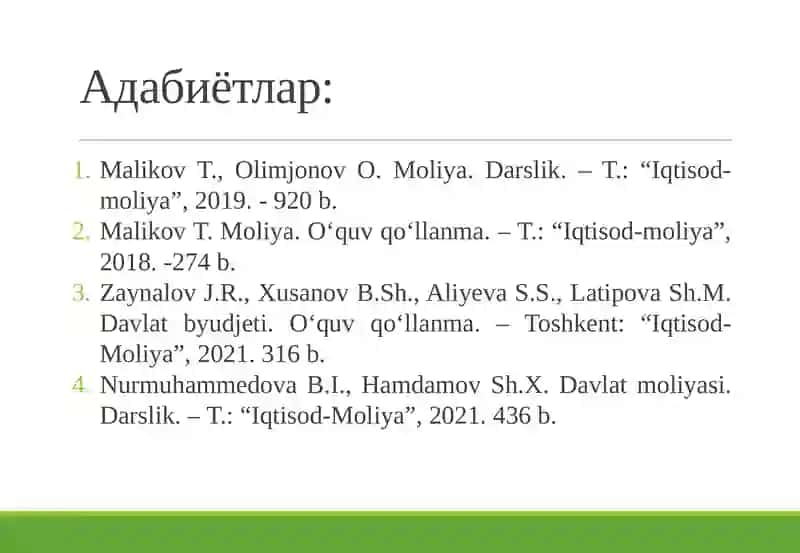 Davlat moliyasi. Darslik 2